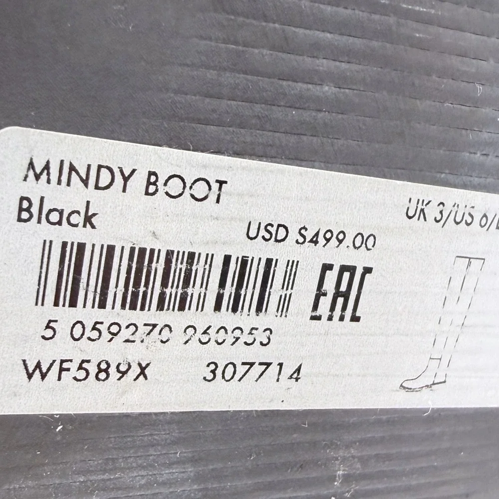 AllSaints Mindy Boot Black Leather Over The Knee Lug Sole Platform Tall Sz‎ 6